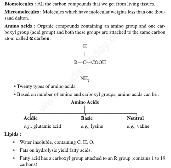 CBSE Class 11 Biology Biomolecules Assignments